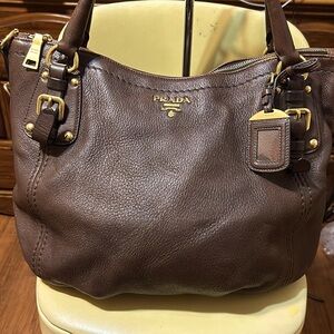 Prada Cervo Antik Tote Brown Deerskin